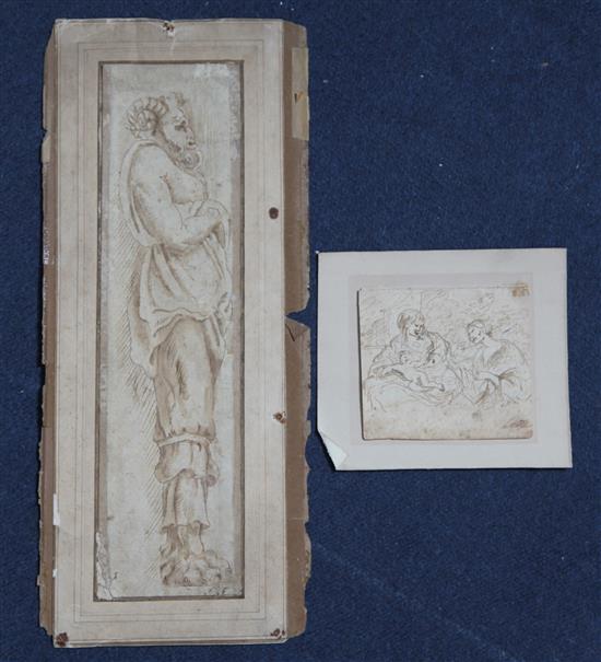 Old Master Bacchic figure, both unframed